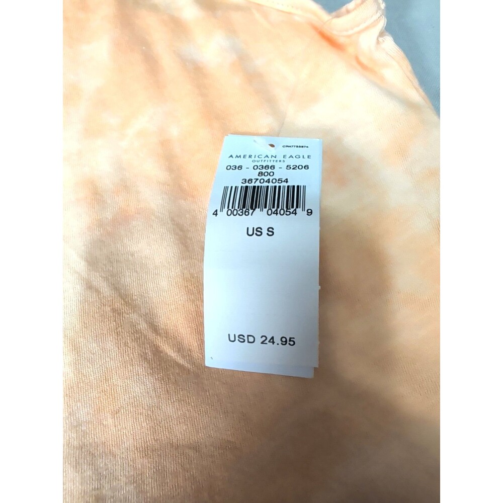 ❤️American Eagle Womens Small Peach Tie Dye Ruffle Hem Cropped Tank Top NWT❤️ - Picture 7 of 9
